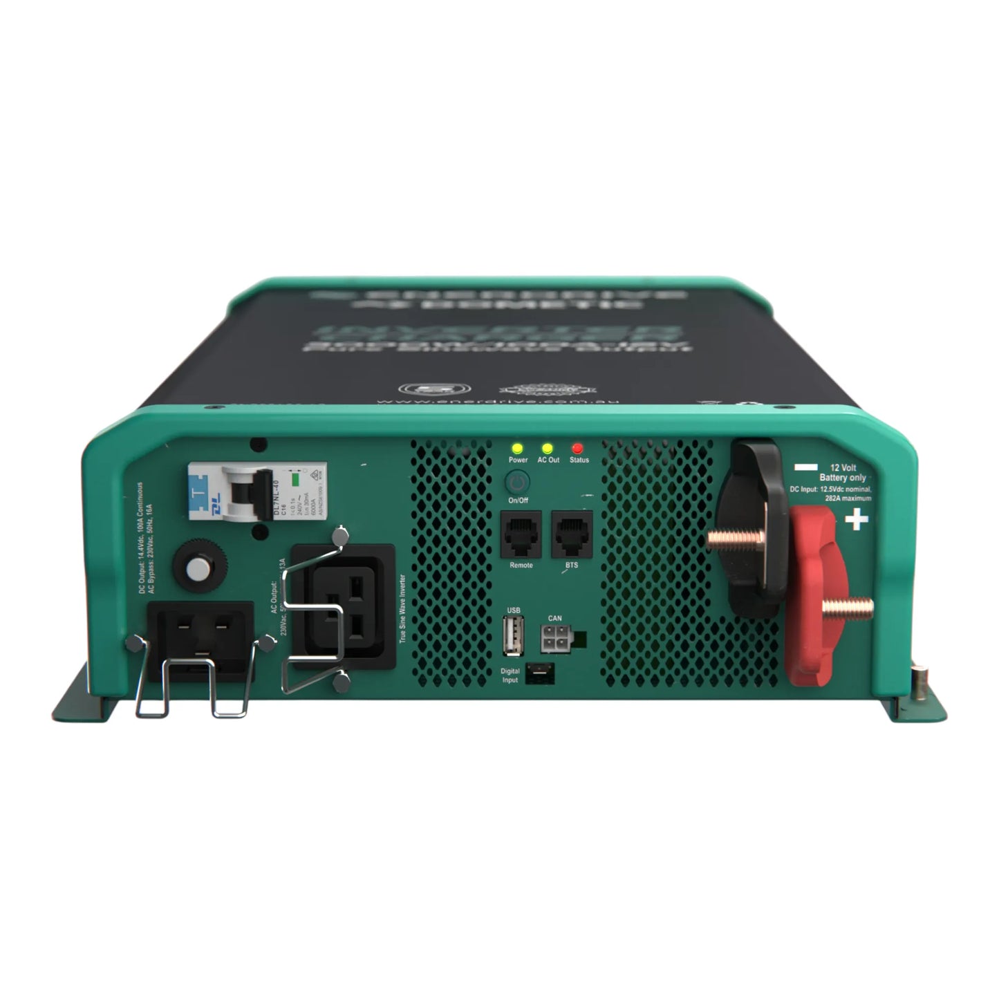 Enerdrive 12V inverter charger 3000W mounted in caravan electrical bay