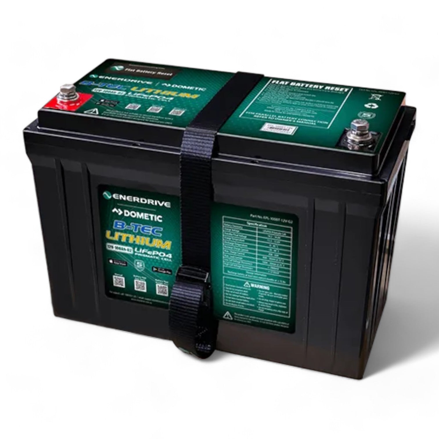 Enerdrive B-TEC 100Ah 12V LiFePO4 Battery G2 installed in campervan system