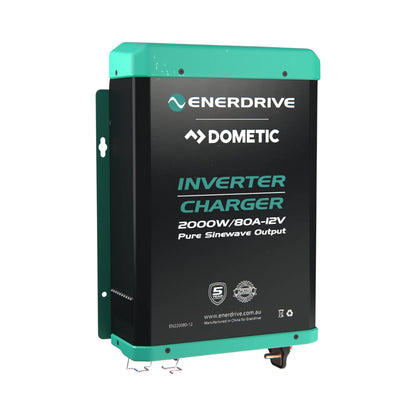 Close-up of Enerdrive ePower 2000W inverter charger with LED display