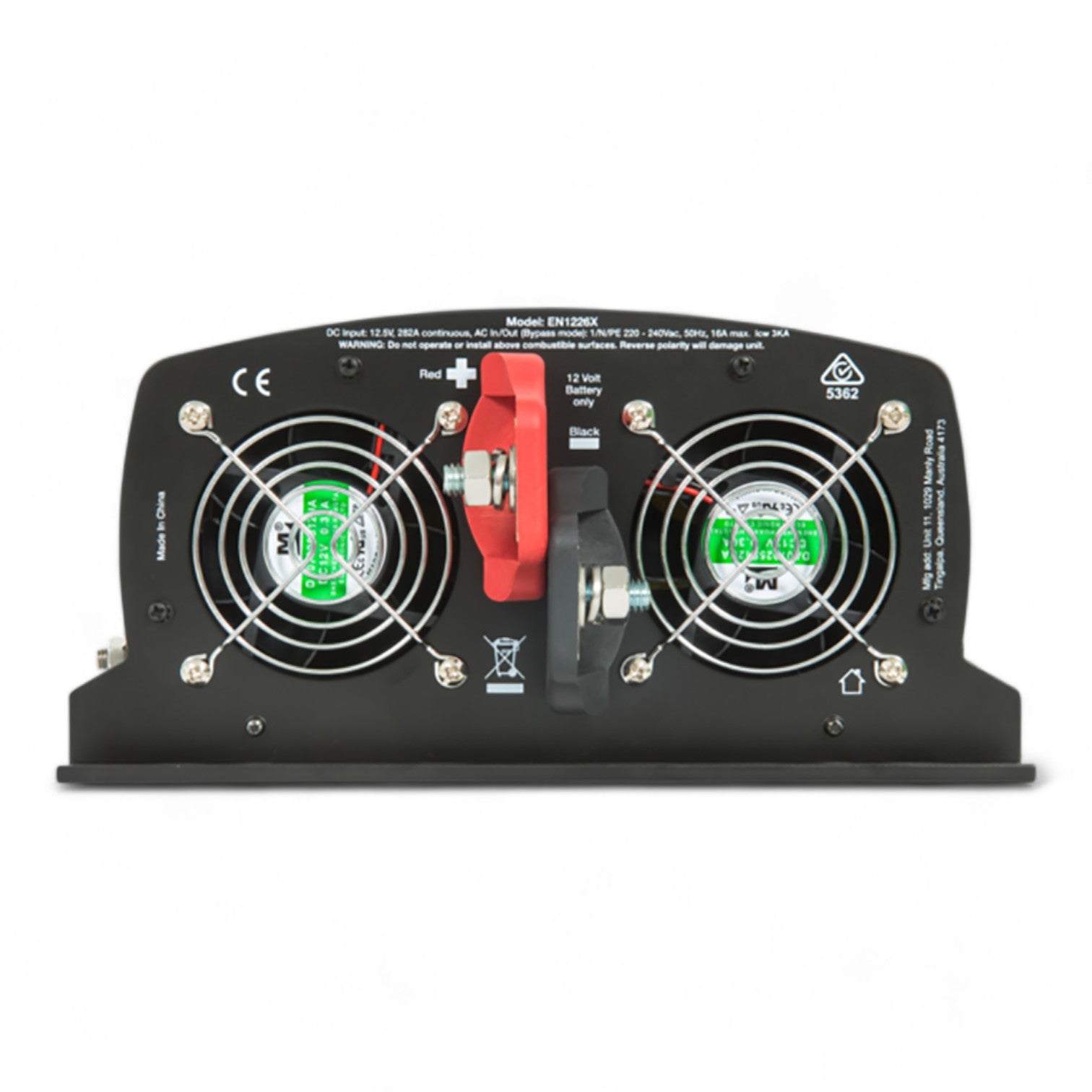 Enerdrive 2600W inverter connected to off-grid battery bank