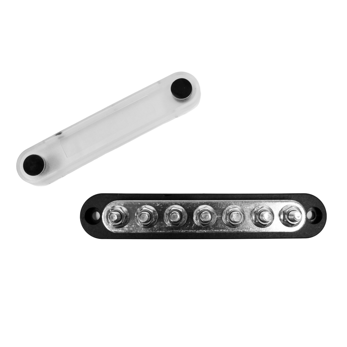 150A Black 7x M6 Stud Busbar with Cover