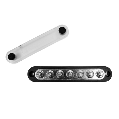 150A Black 7x M6 Stud Busbar with Cover