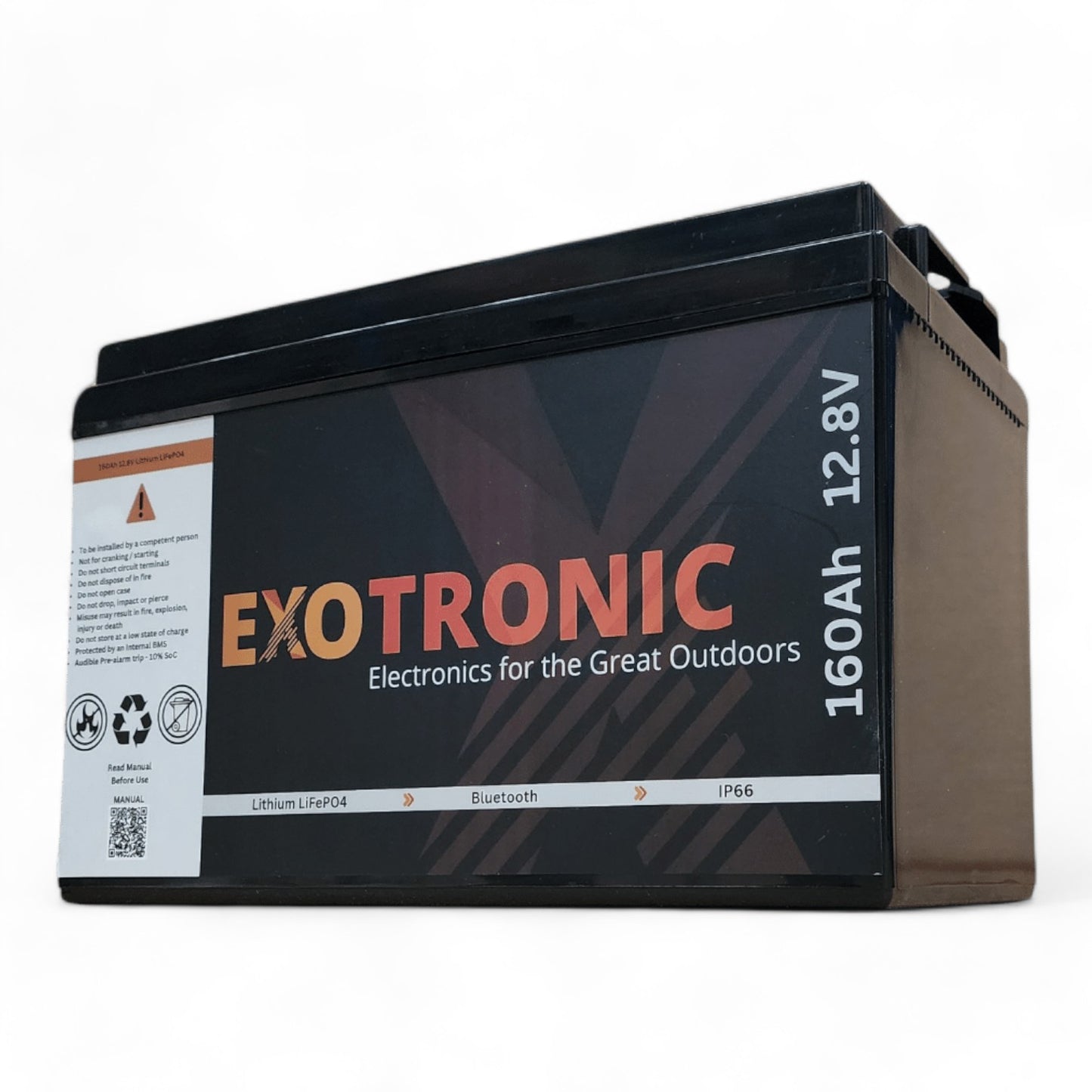 Exotronic 12V 160Ah Smart Bluetooth Lithium Battery Compact