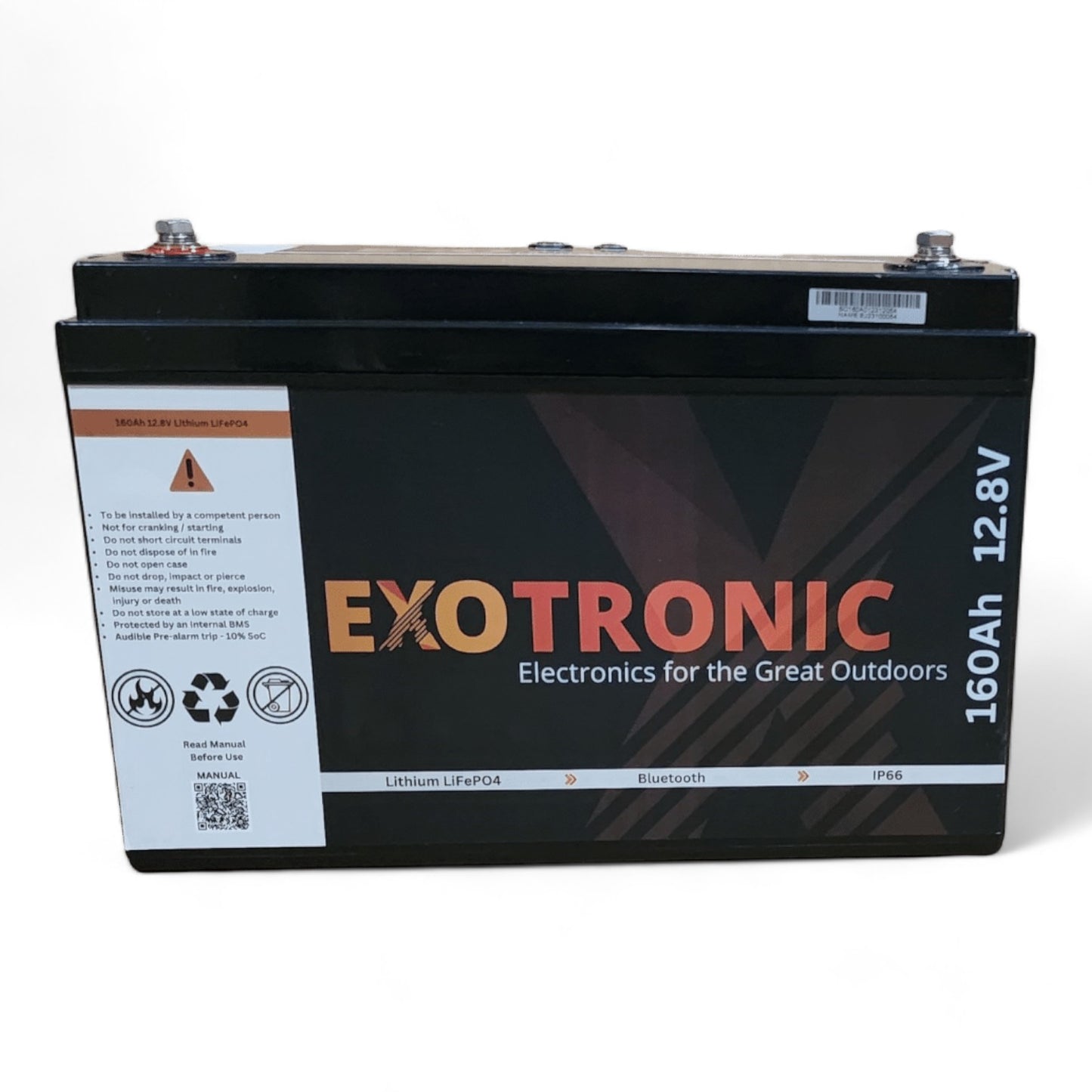 Exotronic 12V 160Ah Smart Bluetooth Lithium Battery Compact