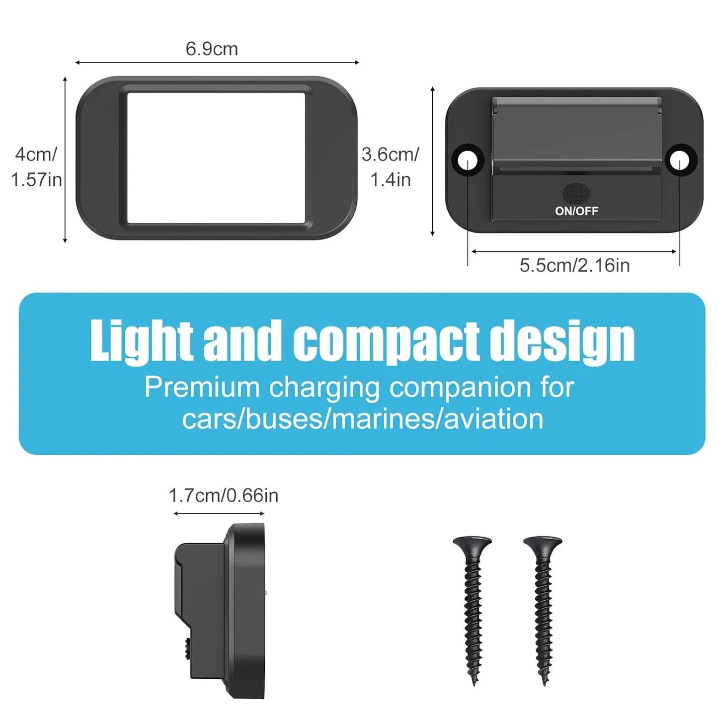 The dimensions of the Treklo USBC and USBA Flip Charger