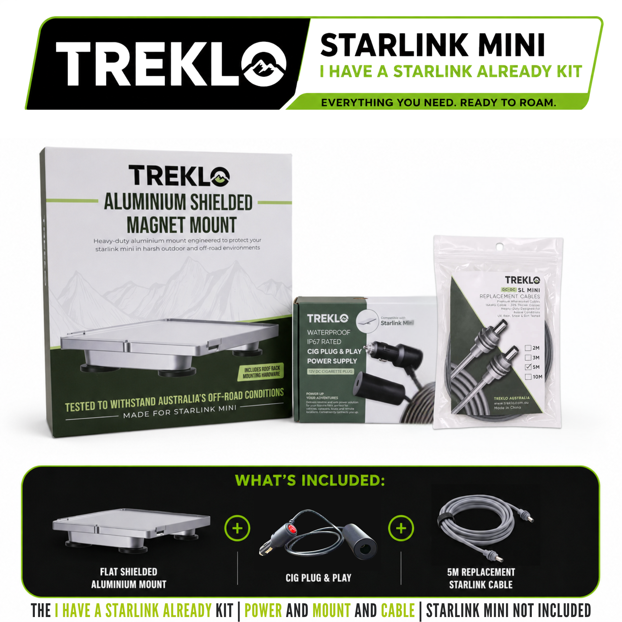 Treklo Starlink Mini Power & Shielded Mount Kit (BYO Starlink)