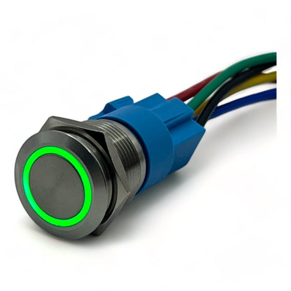 19Mm Latching Led Push Button Switch - Stainless Steel Finish 12 - 24V Green Switches