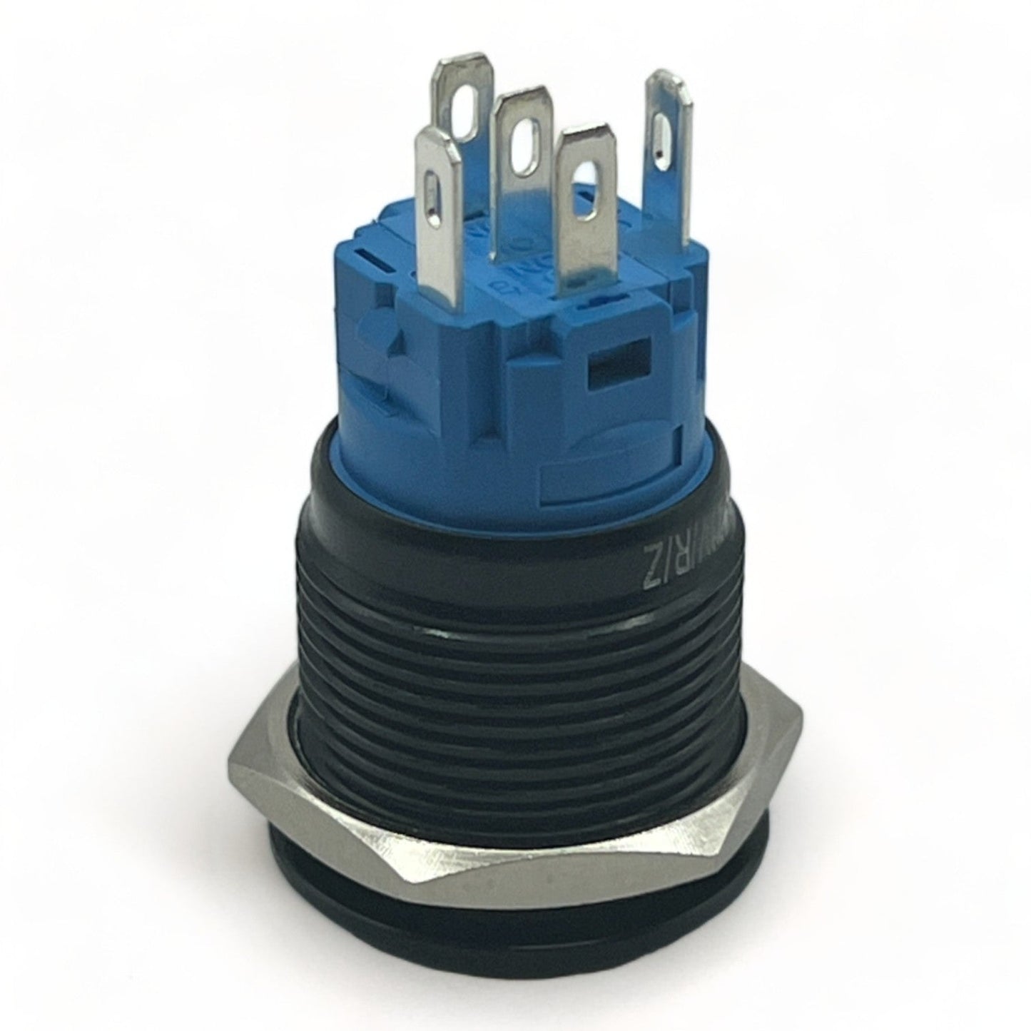 19Mm Latching Led Push Button Switch - Black Anodised Finish 12 - 24V Switches