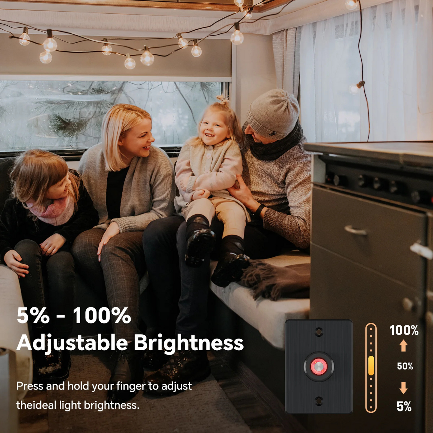 LED dimmer in black housing displayed plainly