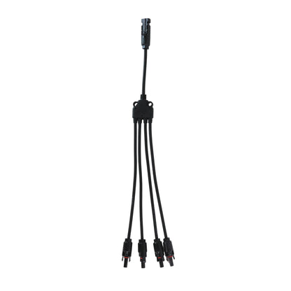 close-up of quadruple MC4 Y branch connectors