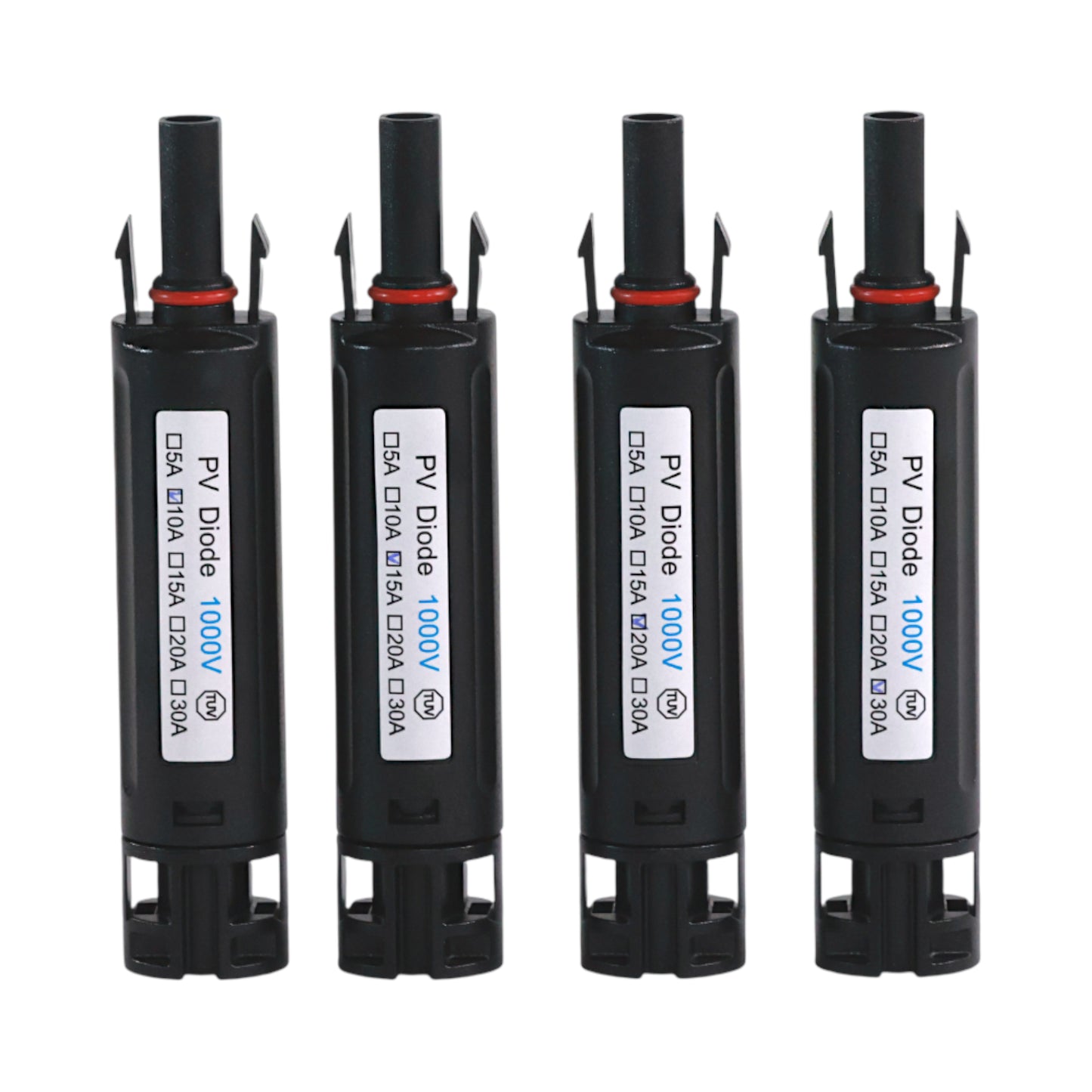 MC4 inline solar diode placed on bench