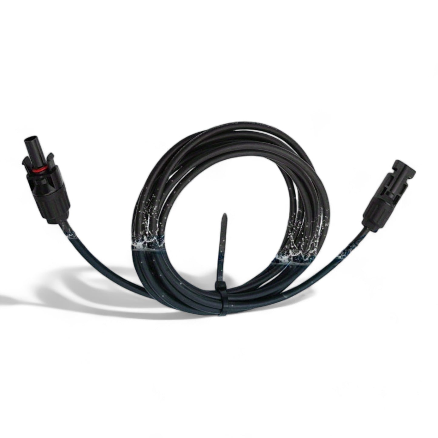 long 5m MC4 solar extension cable coiled for install