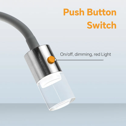 pair of Neo aluminum reading lights with button front