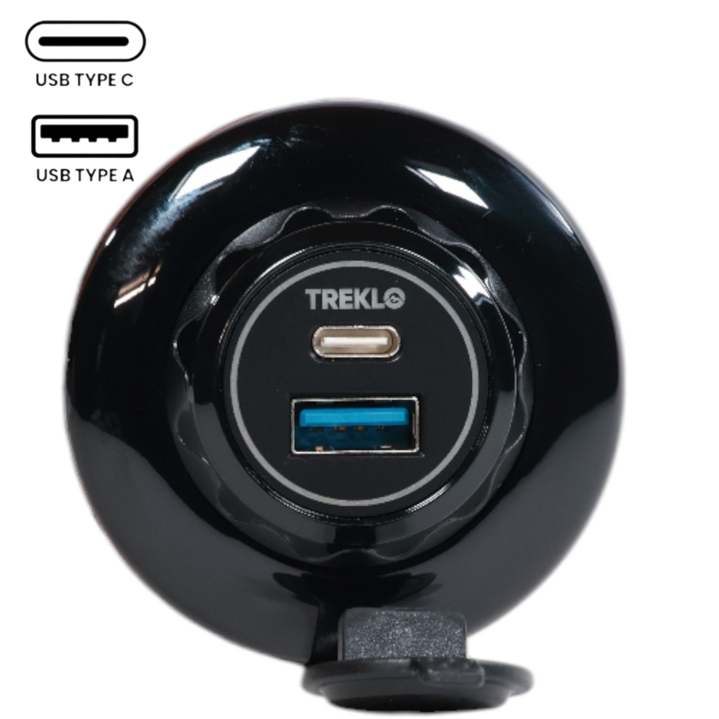 Orbit USB-A + USBC Surface Mount Round 12-24v