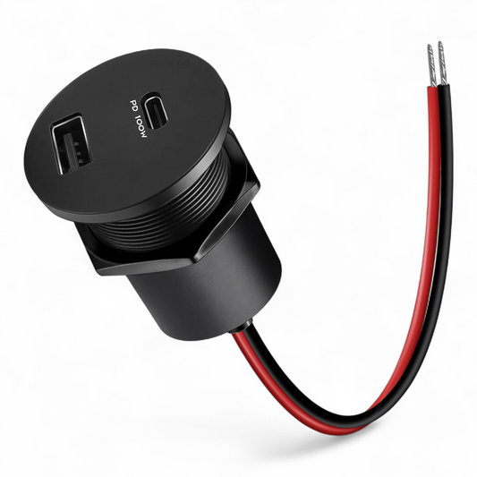 12V USB-C USB-A 100W Power Socket – Flush Mount