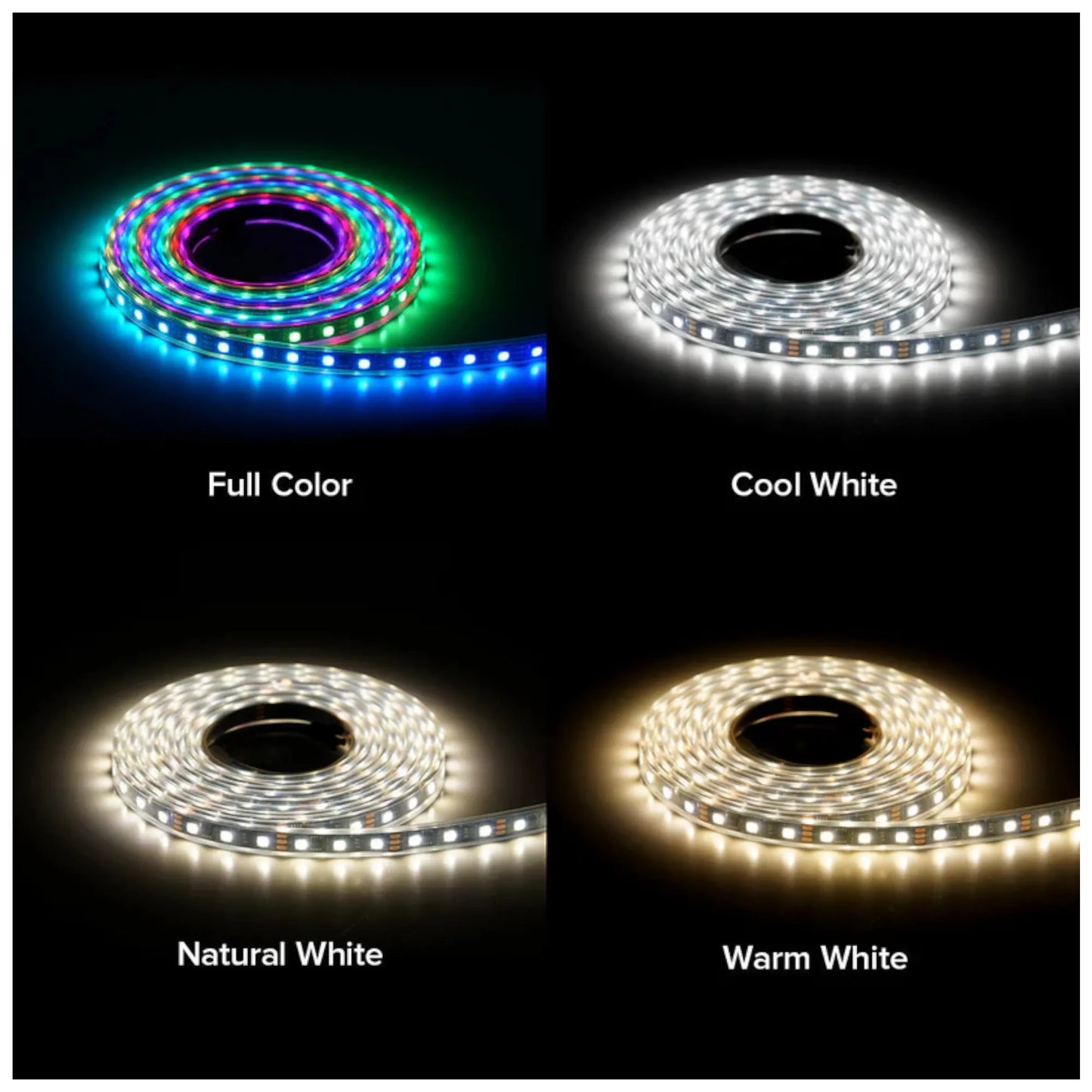 white PCB RGBW-Cool LED strip unrolled for installation