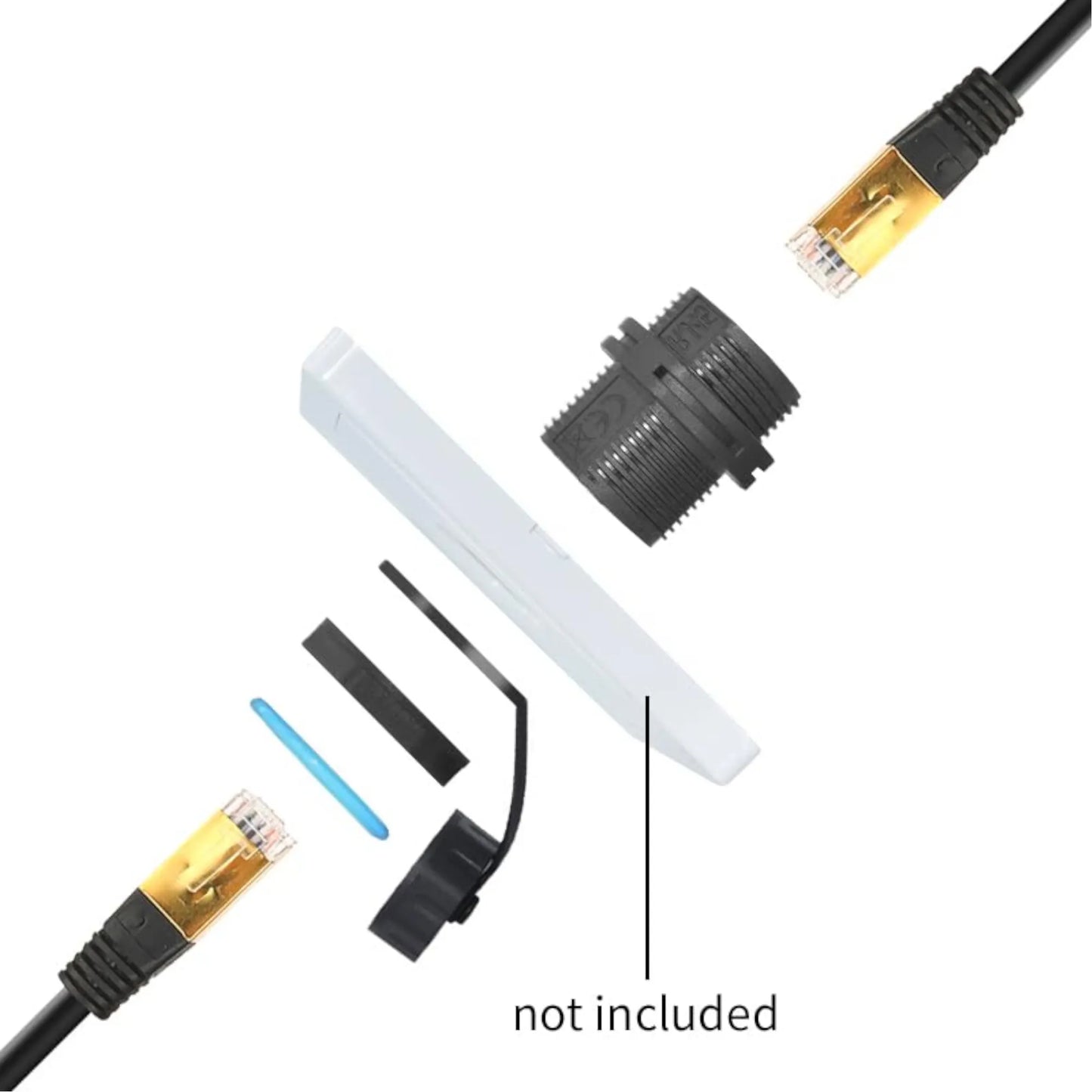 RJ45 waterproof connector installed in outdoor network setup