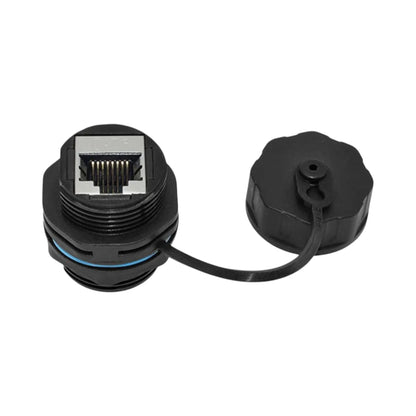 RJ45 waterproof passthrough connector close-up view