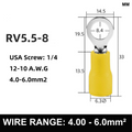 YELLOW M8 Insulated Ring Terminal, 4.0mm² to 6.0mm² Wire Size 50 Pack