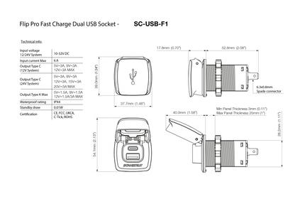 FLIP PRO Ultra Charge Dual USB Charging Socket