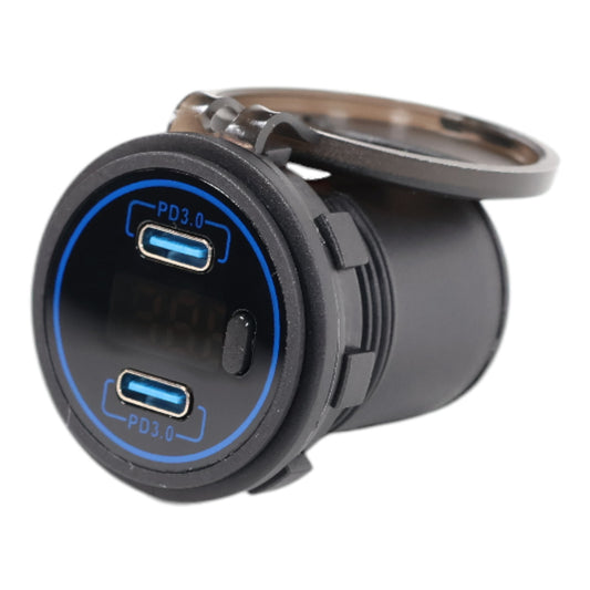 Blueline USBC Charger Socket With Voltmeter 12-24v