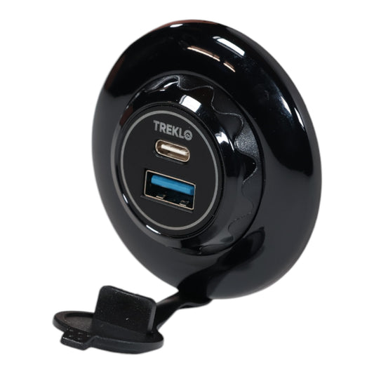 Orbit USB-A + USBC Surface Mount Round 12-24v