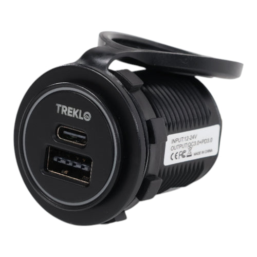 Reversible USB-A + USBC Charger Socket 12-24v