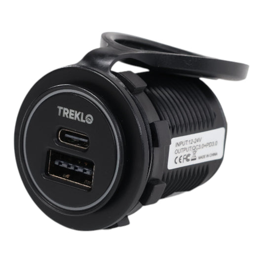 Reversible USB-A + USBC Charger Socket 12-24v