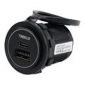 Reversible USB-A + USBC Charger Socket 12-24v