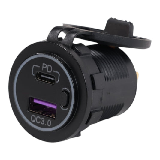 Core USB-A + USBC Charger Socket Switchable 12-24v