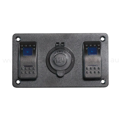 2 Way Rocker Switch Panel With 12v Socket Dual LED