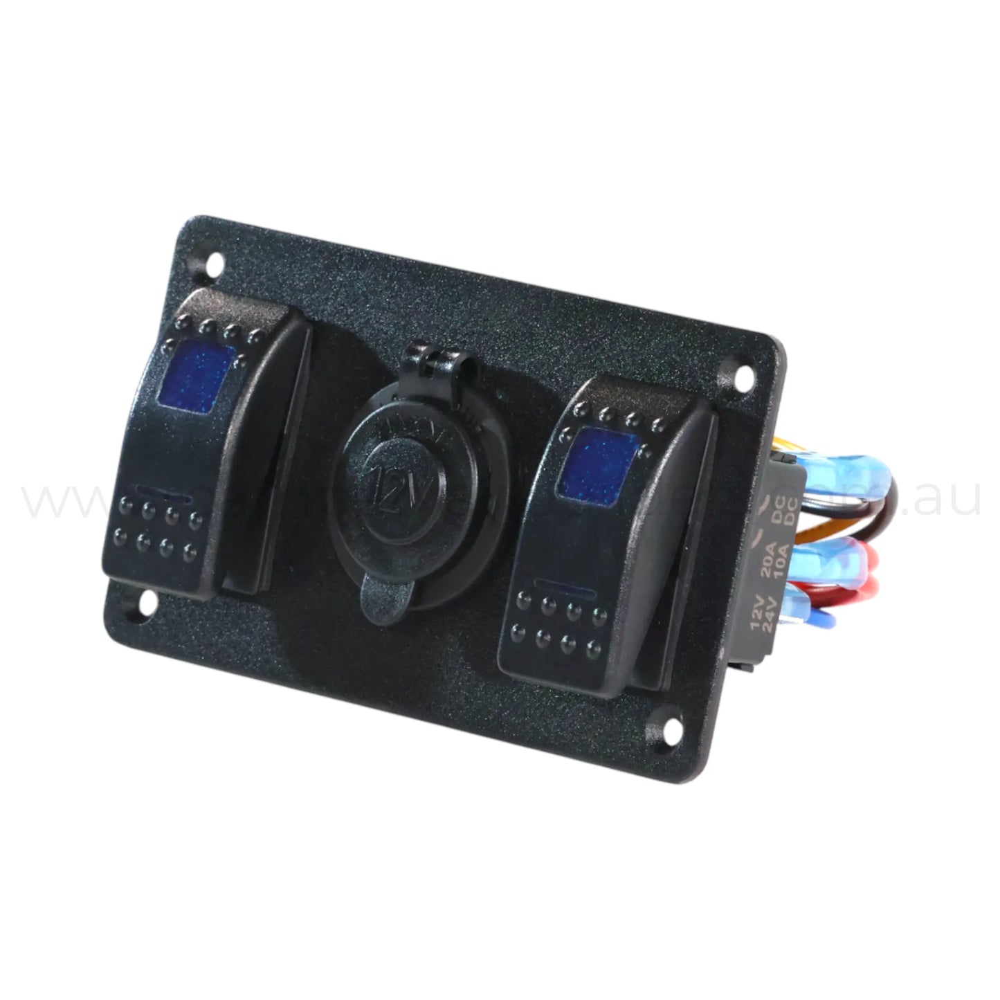 2 Way Rocker Switch Panel With 12v Socket Dual LED