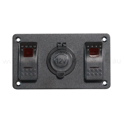 2 Way Rocker Switch Panel With 12v Socket Dual LED