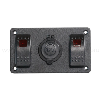 2 Way Rocker Switch Panel With 12v Socket Single LED