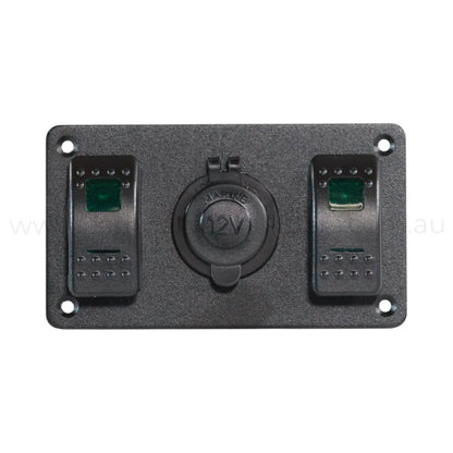 2 Way Rocker Switch Panel With 12v Socket Dual LED