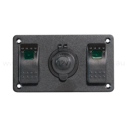 2 Way Rocker Switch Panel With 12v Socket Single LED