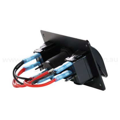 2 Way Rocker Switch Panel With 12v Socket Single LED