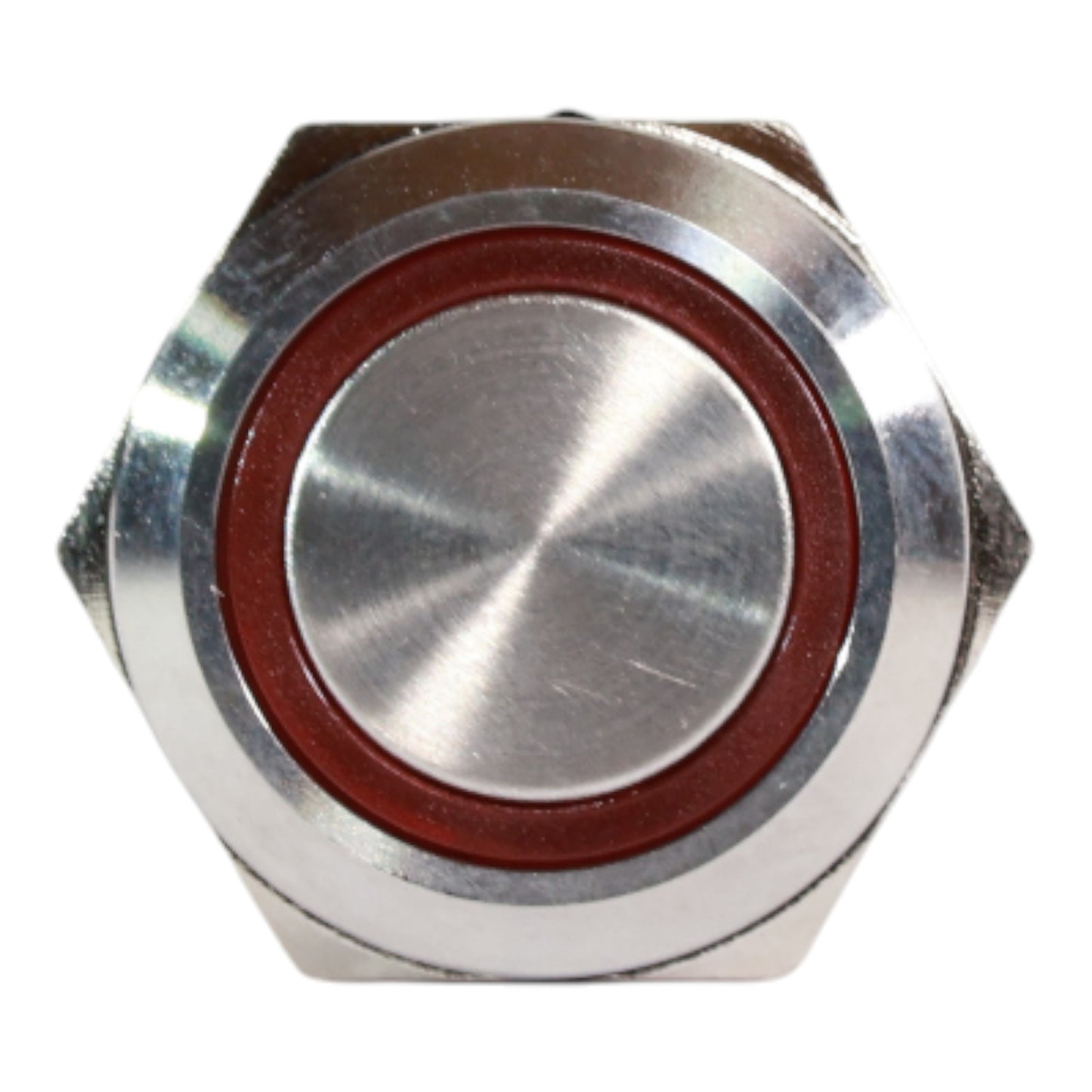 19mm Latching LED Yellow Push Button Switch - Stainless Steel Finish - 12-24V