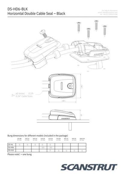 Double Horizontal Cable Seal 5-6mm