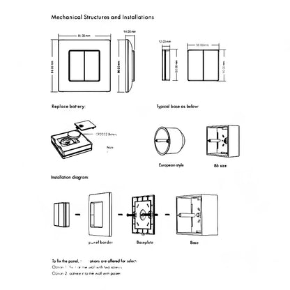 2 Zone PF1-2 Wireless Remote Switch and Dimmer