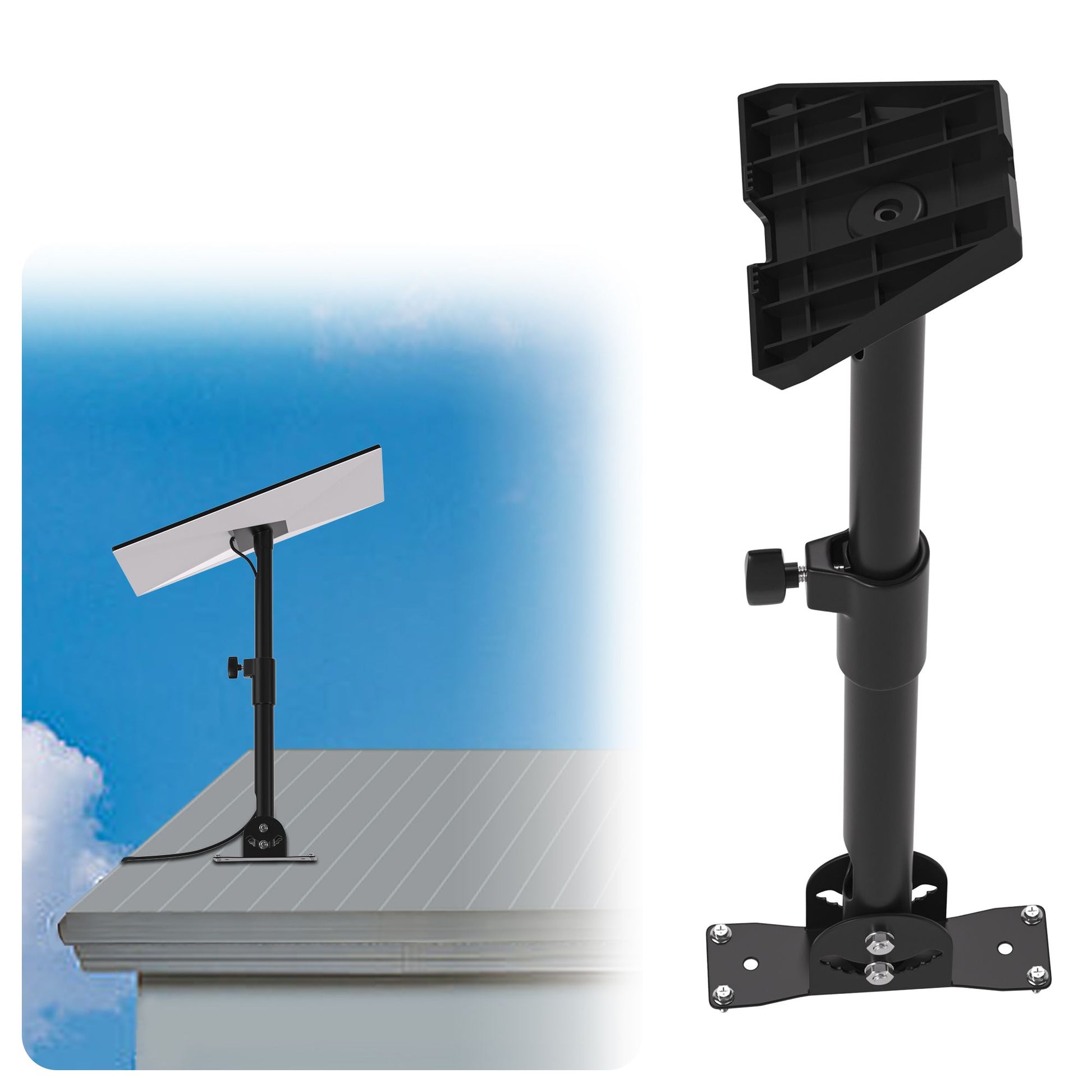 Starlink Gen 3 adjustable bracket attached to steel mast
