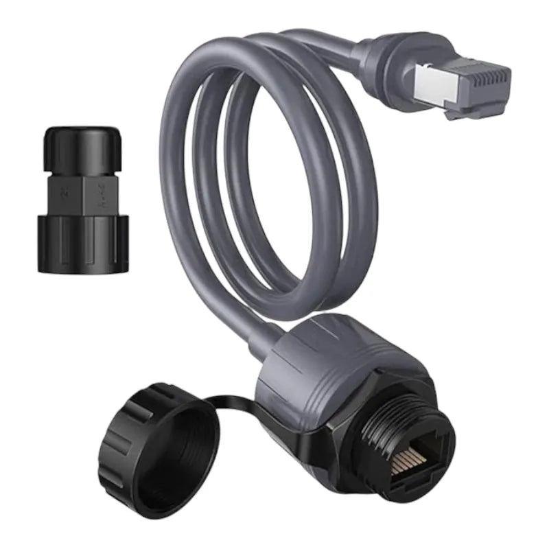 Close-up of Starlink Gen 3 waterproof ethernet to RJ45 connector