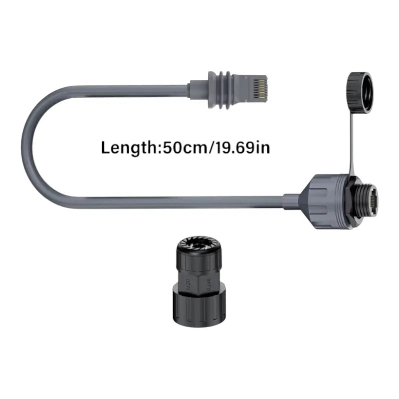 Starlink Gen 3 waterproof RJ45 cable connected between dish and router