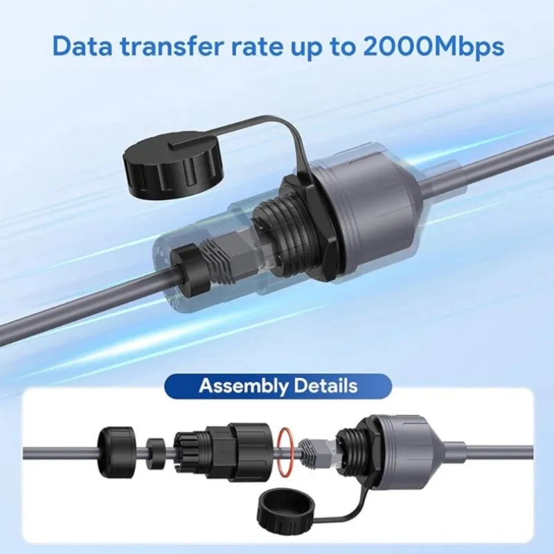 Starlink Gen 3 rugged RJ45 waterproof ethernet connector with seals