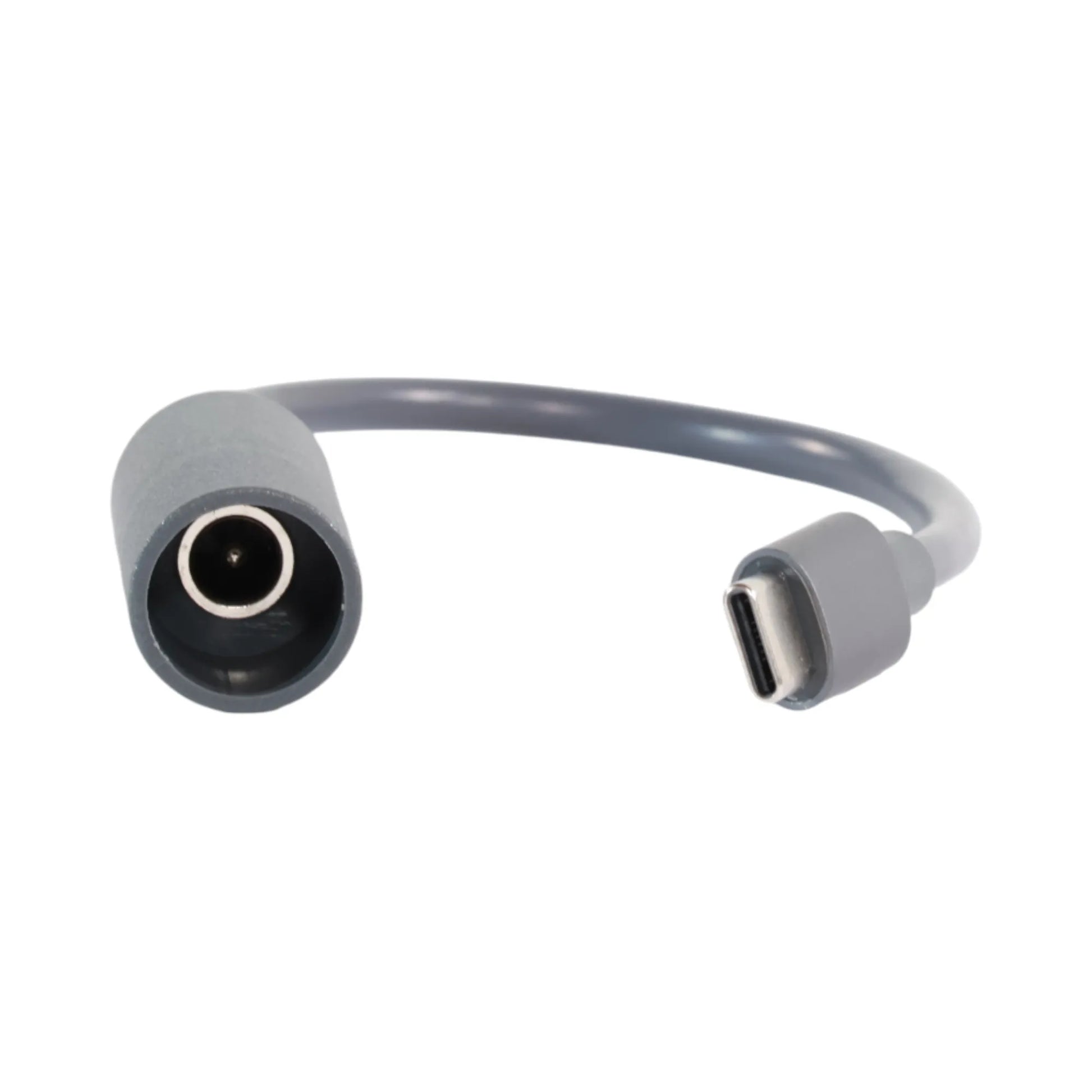 Close-up of Starlink Mini adapter showing DC female input and USB-C male plug