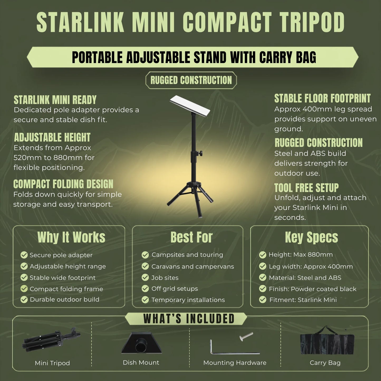 portable starlink mini tripod mount