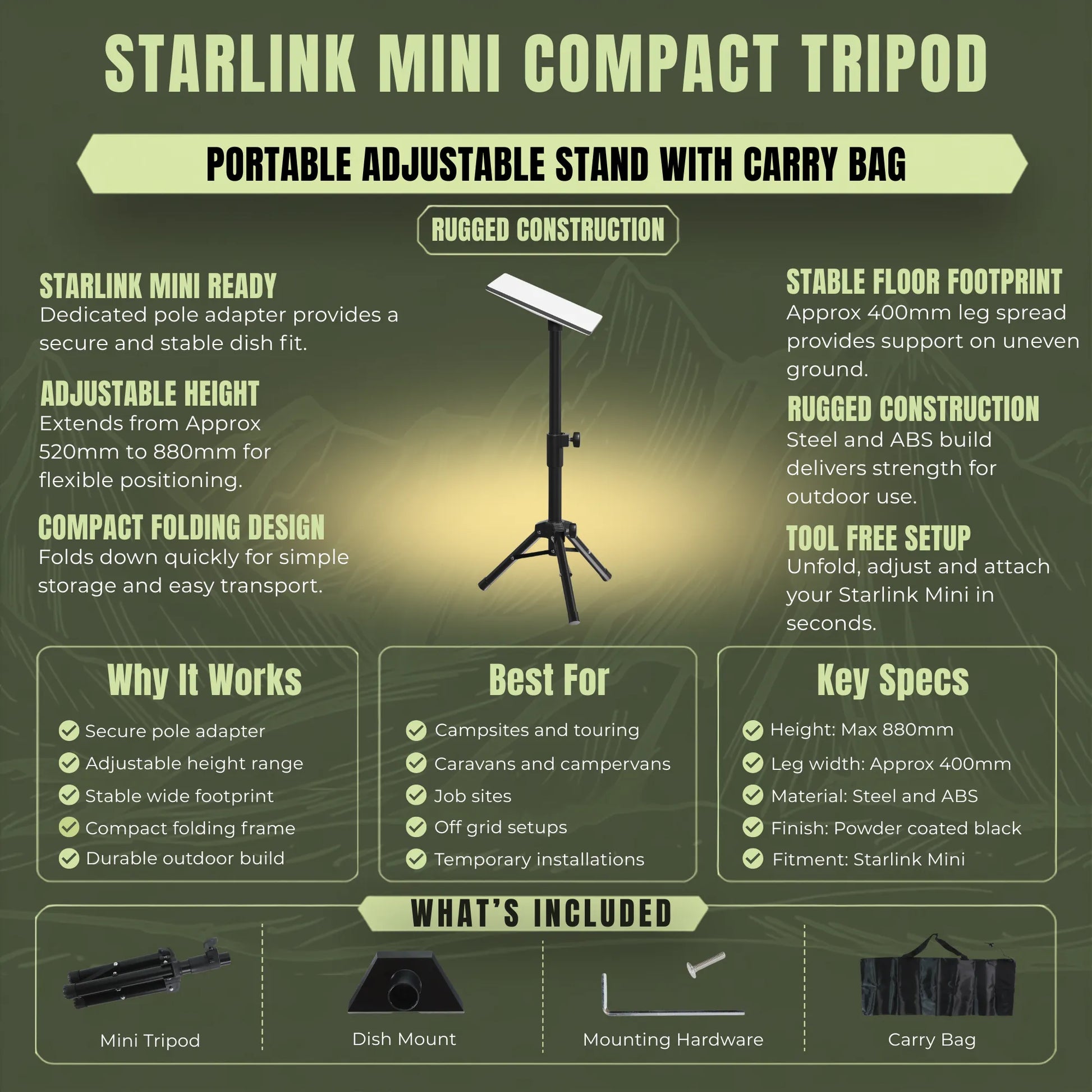 portable starlink mini tripod mount