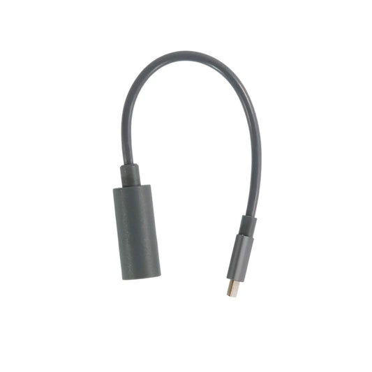 Starlink Mini female-to-USB-C male connector cable laid out on bench