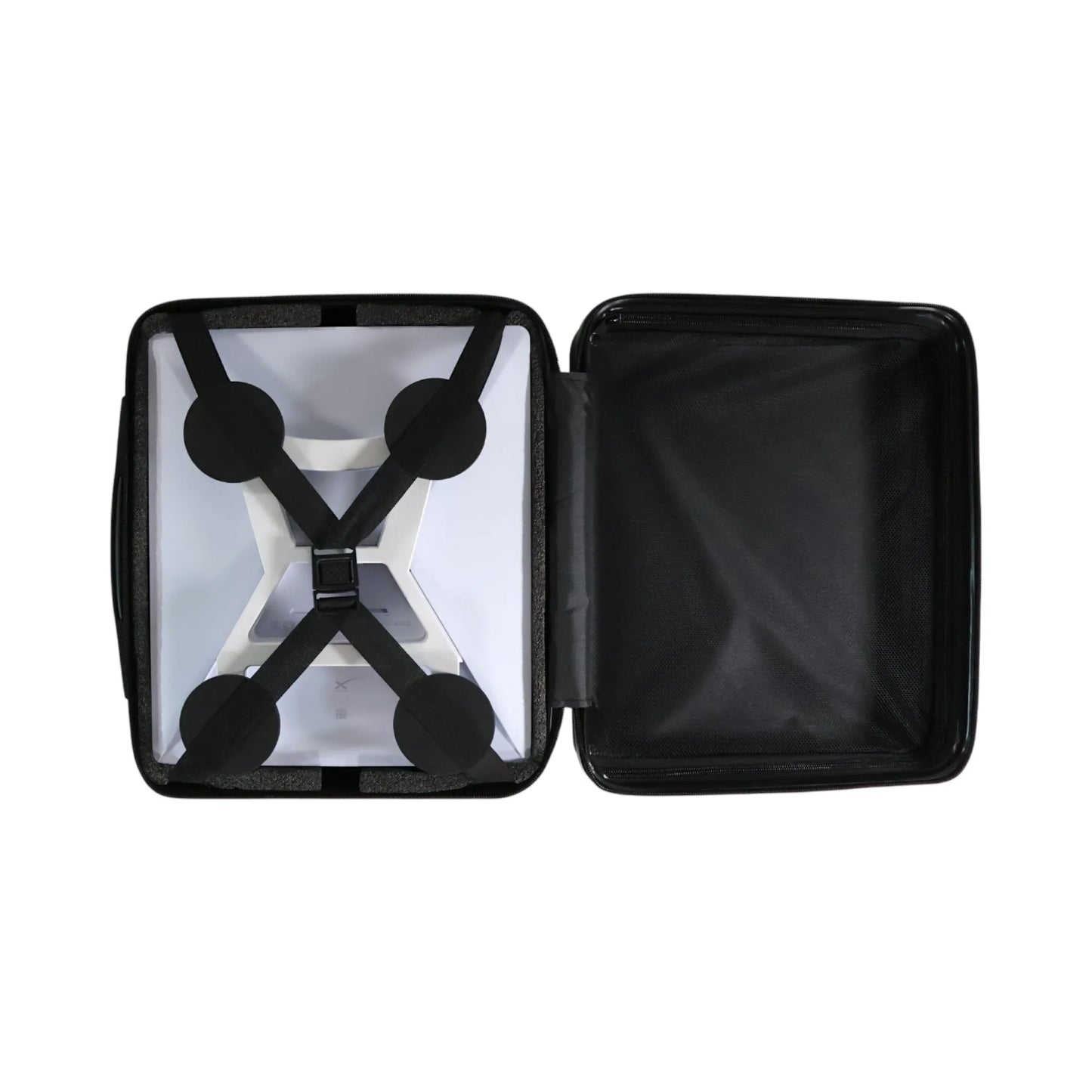 Starlink Mini zip case opened with magnet mount shown