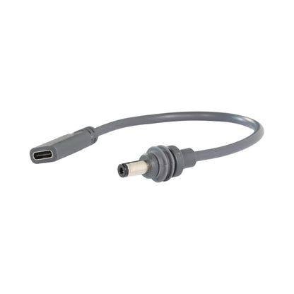 Starlink Mini male-to-USB-C female adapter cable installed in campervan power bay